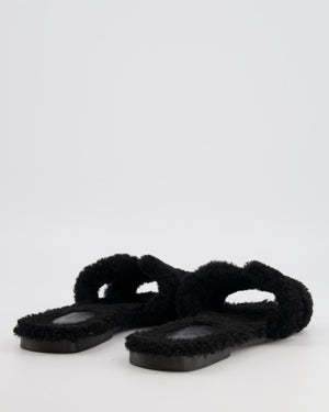 Hermes Black Teddy Oran Sandals Size EU 38