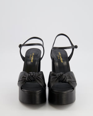 Saint Laurent Black Leather Bianca Platform Sandal Heels Size EU 37.5 RRP £845