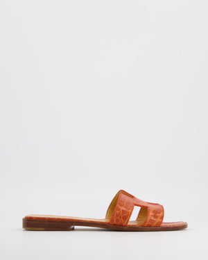 Hermès Orange Crocodile Leather Oran Sandals Size EU 37