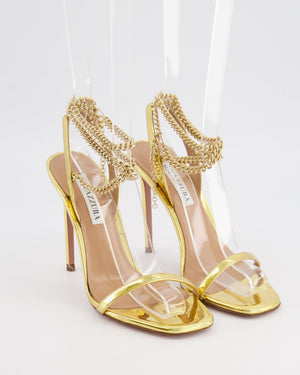 Aquazzura Gold Chain Strap Heeled Sandals Size EU 37.5 RRP £895