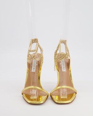 Aquazzura Gold Chain Strap Heeled Sandals Size EU 37.5 RRP £895