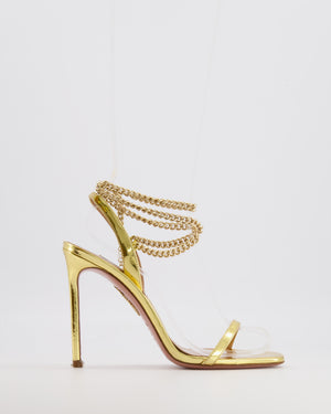Aquazzura Gold Chain Strap Heeled Sandals Size EU 37.5 RRP £895