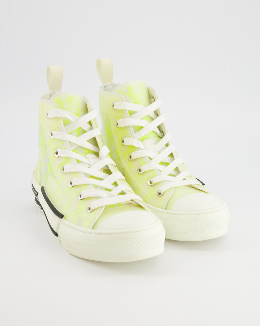 Christian Dior Neon Yellow and White B23 Oblique Trainers Size EU 38 RRP £900