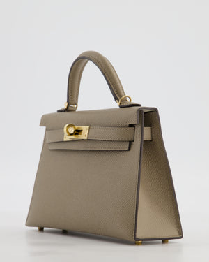 *SUPER RARE* Hermès HSS Mini Kelly II 20 Bag in Gris Tourterelle & Gris Perle Interior Epsom Leather with Permabrass Hardware