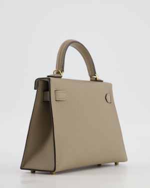 *SUPER RARE* Hermès HSS Mini Kelly II 20 Bag in Gris Tourterelle & Gris Perle Interior Epsom Leather with Permabrass Hardware