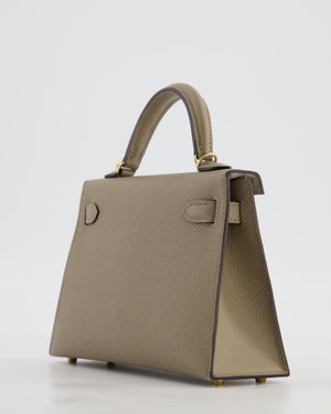*SUPER RARE* Hermès HSS Mini Kelly II 20 Bag in Gris Tourterelle & Gris Perle Interior Epsom Leather with Permabrass Hardware