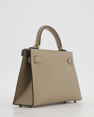 *SUPER RARE* Hermès HSS Mini Kelly II 20 Bag in Gris Tourterelle & Gris Perle Interior Epsom Leather with Permabrass Hardware