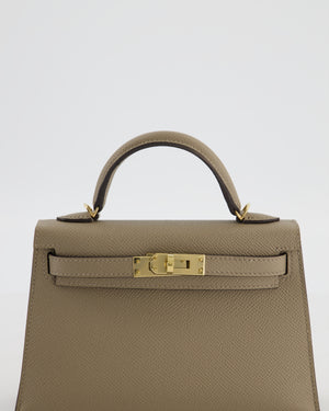 *SUPER RARE* Hermès HSS Mini Kelly II 20 Bag in Gris Tourterelle & Gris Perle Interior Epsom Leather with Permabrass Hardware