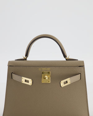 *SUPER RARE* Hermès HSS Mini Kelly II 20 Bag in Gris Tourterelle & Gris Perle Interior Epsom Leather with Permabrass Hardware