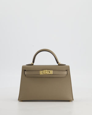 *SUPER RARE* Hermès HSS Mini Kelly II 20 Bag in Gris Tourterelle & Gris Perle Interior Epsom Leather with Permabrass Hardware