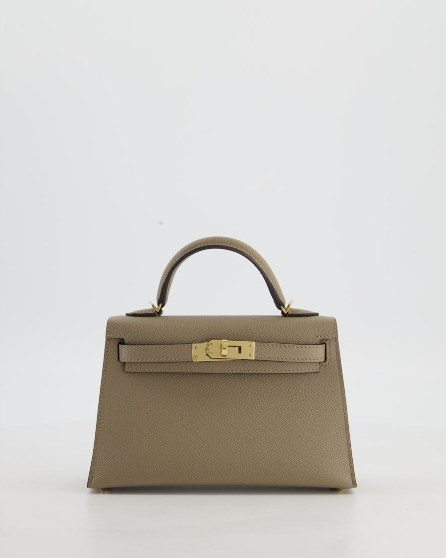 *SUPER RARE* Hermès HSS Mini Kelly II 20 Bag in Gris Tourterelle & Gris Perle Interior Epsom Leather with Permabrass Hardware