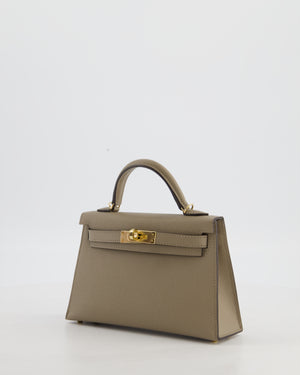 *SUPER RARE* Hermès HSS Mini Kelly II 20 Bag in Gris Tourterelle & Gris Perle Interior Epsom Leather with Permabrass Hardware