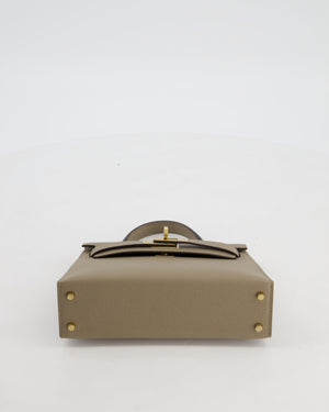 *SUPER RARE* Hermès HSS Mini Kelly II 20 Bag in Gris Tourterelle & Gris Perle Interior Epsom Leather with Permabrass Hardware
