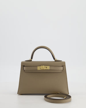 *SUPER RARE* Hermès HSS Mini Kelly II 20 Bag in Gris Tourterelle & Gris Perle Interior Epsom Leather with Permabrass Hardware
