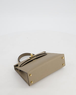 *SUPER RARE* Hermès HSS Mini Kelly II 20 Bag in Gris Tourterelle & Gris Perle Interior Epsom Leather with Permabrass Hardware