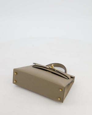*SUPER RARE* Hermès HSS Mini Kelly II 20 Bag in Gris Tourterelle & Gris Perle Interior Epsom Leather with Permabrass Hardware