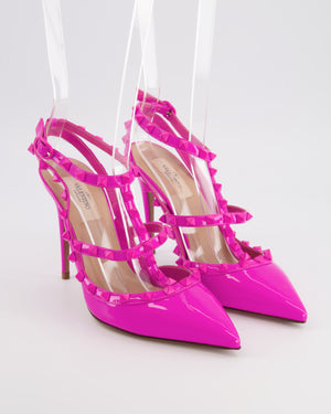Valentino Hot Pink Patent Leather Rockstud Caged Heels Size EU 39.5 RRP £890