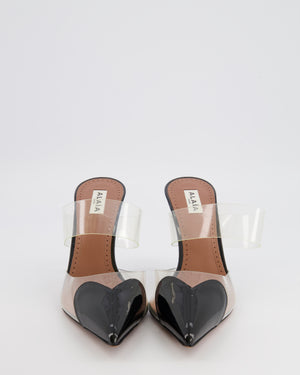 Alaia LeCoeur Heeled Mules in Clear PVC with Black Patent Leather Heart Pointed Toecap Size EU 40 RRP £990