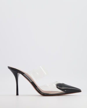 Alaia LeCoeur Heeled Mules in Clear PVC with Black Patent Leather Heart Pointed Toecap Size EU 40 RRP £990