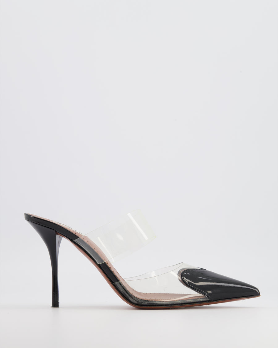 Alaia LeCoeur Heeled Mules in Clear PVC with Black Patent Leather Heart Pointed Toecap Size EU 40 RRP £990