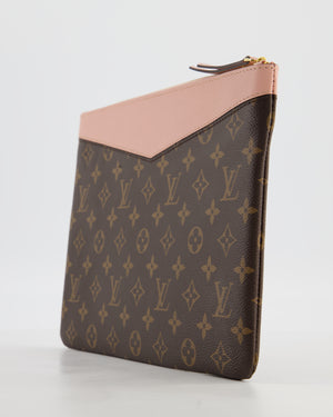 Louis Vuitton Brown and Rose Poudre Calfskin Monogram Daily Pouch with Gold Hardware