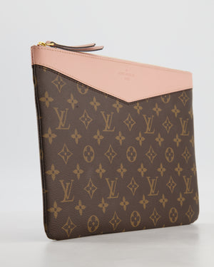 Louis Vuitton Brown and Rose Poudre Calfskin Monogram Daily Pouch with Gold Hardware