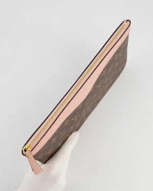 Louis Vuitton Brown and Rose Poudre Calfskin Monogram Daily Pouch with Gold Hardware