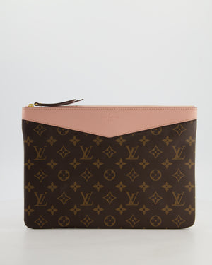 Louis Vuitton Brown and Rose Poudre Calfskin Monogram Daily Pouch with Gold Hardware