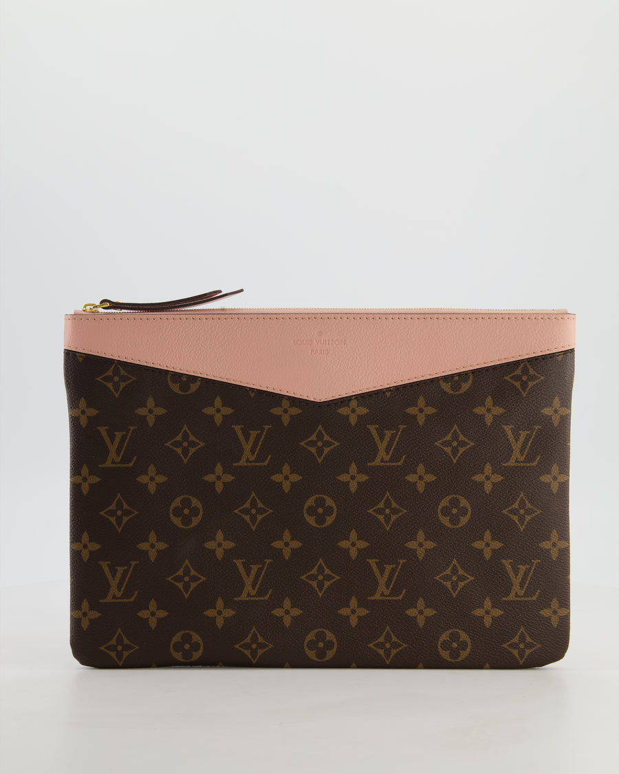 Louis Vuitton Brown and Rose Poudre Calfskin Monogram Daily Pouch with Gold Hardware
