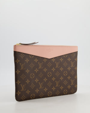 Louis Vuitton Brown and Rose Poudre Calfskin Monogram Daily Pouch with Gold Hardware