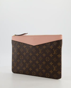 Louis Vuitton Brown and Rose Poudre Calfskin Monogram Daily Pouch with Gold Hardware