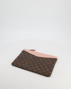 Louis Vuitton Brown and Rose Poudre Calfskin Monogram Daily Pouch with Gold Hardware