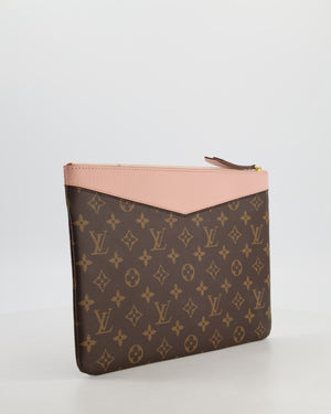 Louis Vuitton Brown and Rose Poudre Calfskin Monogram Daily Pouch with Gold Hardware