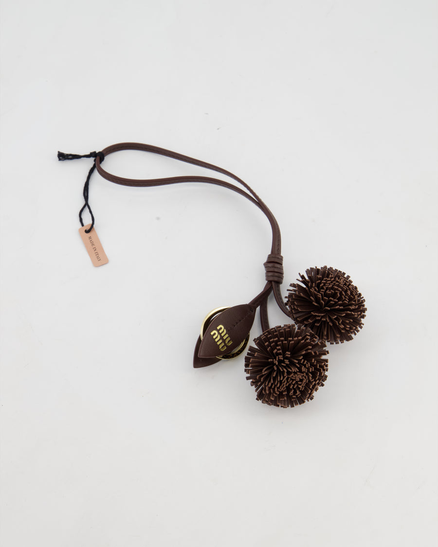 Miu Miu Brown Leather Dandelion Key Chain RRP: £320