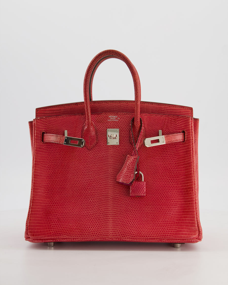 *HOT* Hermès Birkin 25 Verso Retourne Bag in Bougainvillea Lizard Niloticus Leather, Rose Shocking Interior with Palladium Hardware