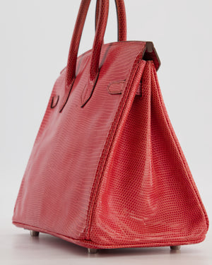 *HOT* Hermès Birkin 25 Verso Retourne Bag in Bougainvillea Lizard Niloticus Leather, Rose Shocking Interior with Palladium Hardware