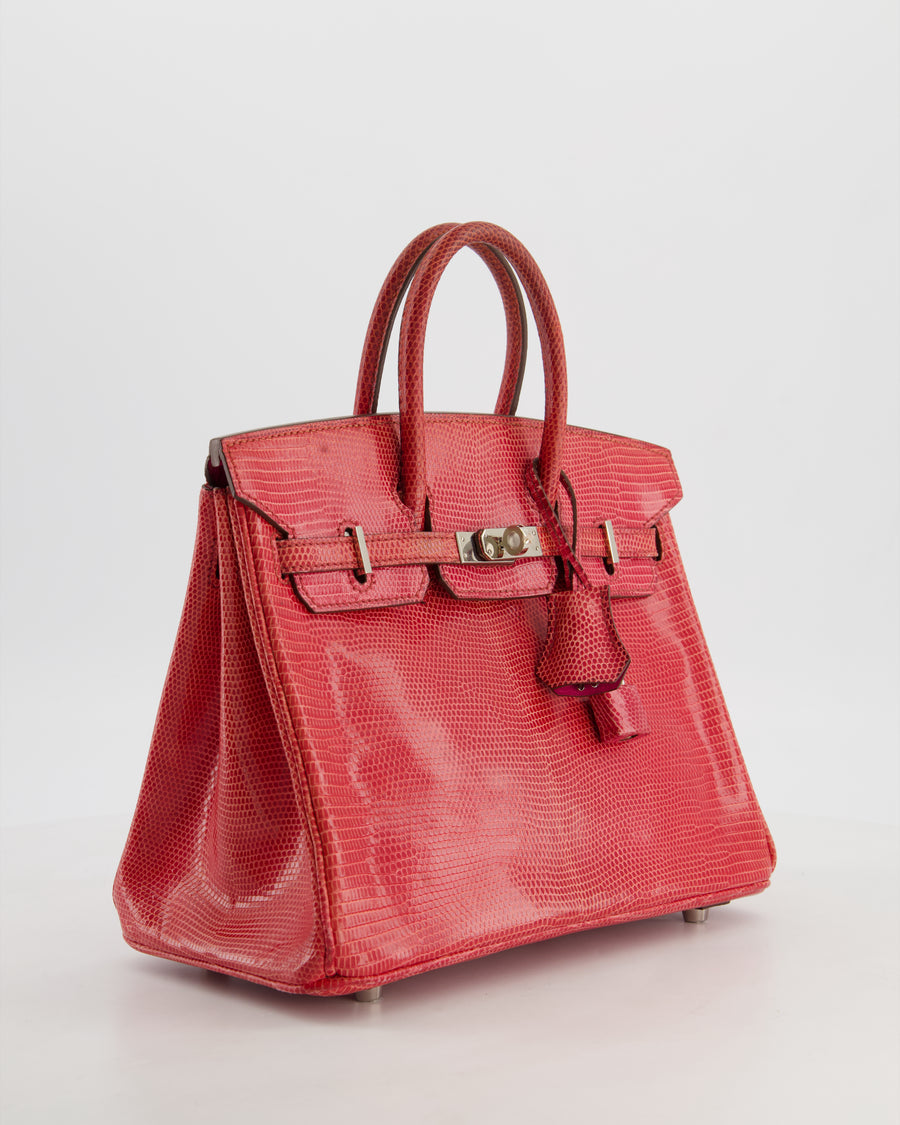 *HOT* Hermès Birkin 25 Verso Retourne Bag in Bougainvillea Lizard Niloticus Leather, Rose Shocking Interior with Palladium Hardware