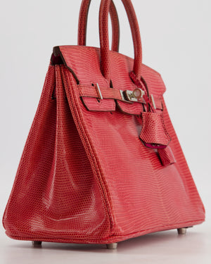 *HOT* Hermès Birkin 25 Verso Retourne Bag in Bougainvillea Lizard Niloticus Leather, Rose Shocking Interior with Palladium Hardware