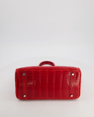 *HOT & RARE* Hermès Birkin 30 Retourne Bag in Braise Shiny Porosus Crocodile Leather with Palladium Hardware