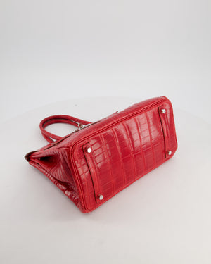 *HOT & RARE* Hermès Birkin 30 Retourne Bag in Braise Shiny Porosus Crocodile Leather with Palladium Hardware