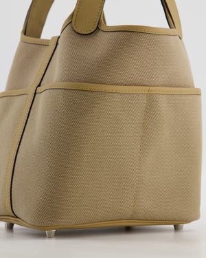*HOT* Hermès Picotin 18 Lock Pocket Cargo Bag in Beige Marfa Toile Goeland & Poussiere Swift Leather with Palladium Hardware
