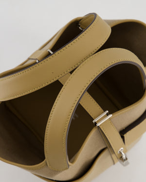 *HOT* Hermès Picotin 18 Lock Pocket Cargo Bag in Beige Marfa Toile Goeland & Poussiere Swift Leather with Palladium Hardware