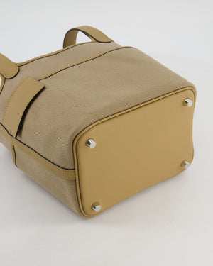 *HOT* Hermès Picotin 18 Lock Pocket Cargo Bag in Beige Marfa Toile Goeland & Poussiere Swift Leather with Palladium Hardware