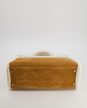 *COLLECTOR'S* Hermès Kelly 35 Teddy Plush Grizzly Bag in Alezan Swift Leather, Ecru Plush & Chamois Grizzly Suede Leather with Palladium Hardware