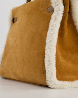 *COLLECTOR'S* Hermès Kelly 35 Teddy Plush Grizzly Bag in Alezan Swift Leather, Ecru Plush & Chamois Grizzly Suede Leather with Palladium Hardware