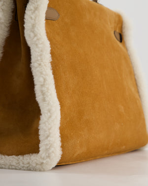 *COLLECTOR'S* Hermès Kelly 35 Teddy Plush Grizzly Bag in Alezan Swift Leather, Ecru Plush & Chamois Grizzly Suede Leather with Palladium Hardware