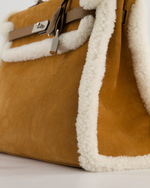 *COLLECTOR'S* Hermès Kelly 35 Teddy Plush Grizzly Bag in Alezan Swift Leather, Ecru Plush & Chamois Grizzly Suede Leather with Palladium Hardware