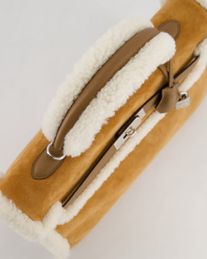 *COLLECTOR'S* Hermès Kelly 35 Teddy Plush Grizzly Bag in Alezan Swift Leather, Ecru Plush & Chamois Grizzly Suede Leather with Palladium Hardware