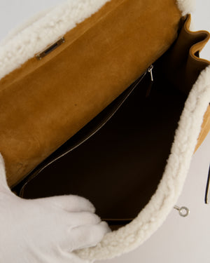 *COLLECTOR'S* Hermès Kelly 35 Teddy Plush Grizzly Bag in Alezan Swift Leather, Ecru Plush & Chamois Grizzly Suede Leather with Palladium Hardware