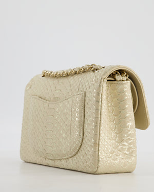 *SUPER RARE* Chanel Beige & Metallic Gold Small Classic Double Flap Bag in Varano Leather with Champagne Gold Hardware